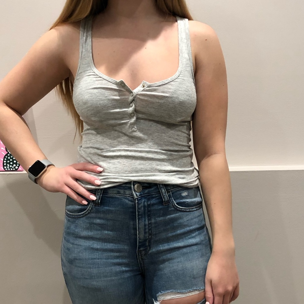 Express grey button tank size small